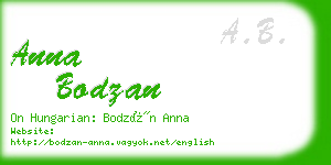 anna bodzan business card